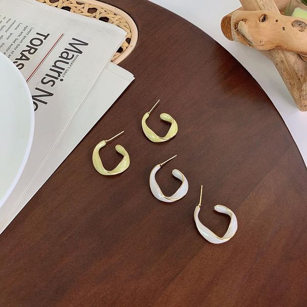 

hoop & huggie missnice trend minimalist design oil spot earrings for women cloud texture irregular circle jewelry aretes de mujer, Golden;silver