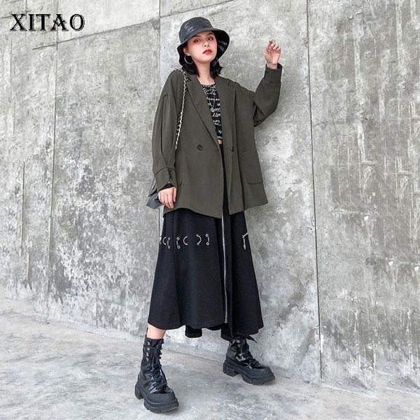 

women's suits & blazers xitao women fashion blazer vintage full sleeve pocket elegant goddess fan casual 2021 spring summer coat dmy316, White;black