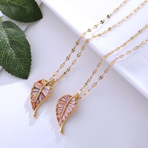 

chains titanium steel jewelry, leaf necklace, women's fashion simple temperament, Silver