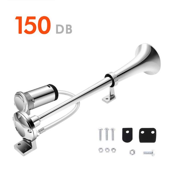 

other auto electronics tioodre strong car air horn 17 inch 150db 12v single trumpet with compressor for train truck boat rv universal