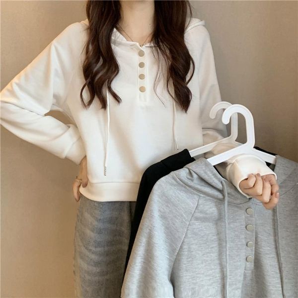 

women's hoodies & sweatshirts early autumn korean student harajuku cropped women casual chic hooded white black grey female sweet