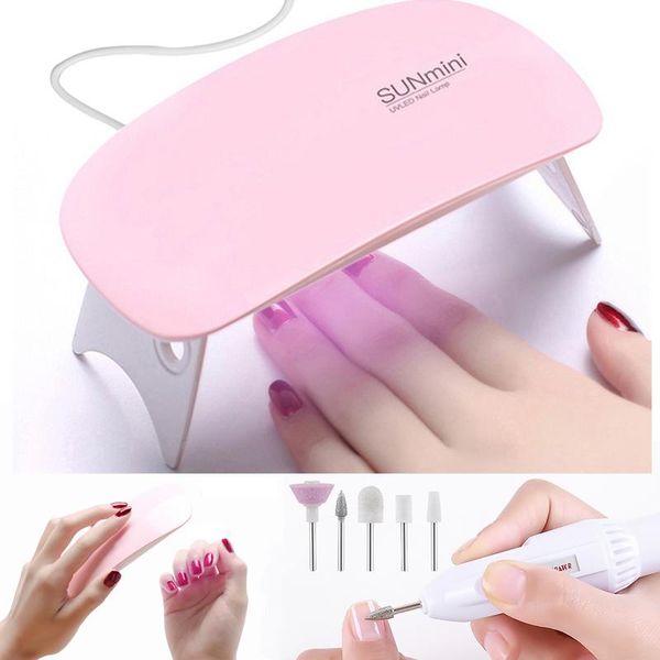 

nail art kits machine uv led lamp portable usb cable home use gel varnish dryer 6 leds polishing equipment tools