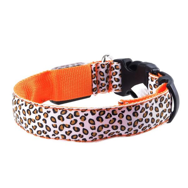 

dog collars & leashes outdoor adjustable night safety leopard print wearproof puppy flashing luminous accessories anti-lost pet collar led l