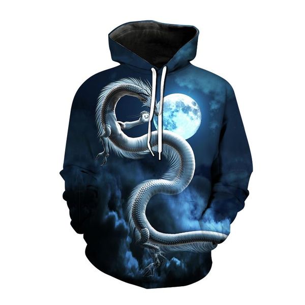 

men's hoodies & sweatshirts dragon 3d print men women casual fashion sweatshirt hoodie pullover harajuku hip hop streetwear tracksuit, Black