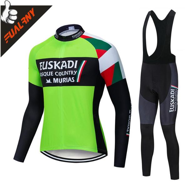 

racing sets euskadi autumn long sleeve cycling jersey set bib pants ropa ciclismo clothing bike uniform, Black;blue