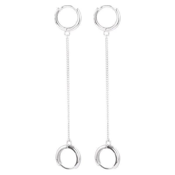 

hoop & huggie 1 pcs/1 pair of double earrings suitable for women and men 925 small chain pierced, Golden;silver