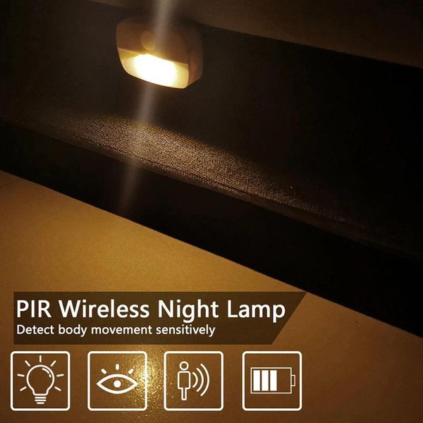 

night lights wireless lamp with motion sensor led battery powered cabinet light for room bebroom corridor closet