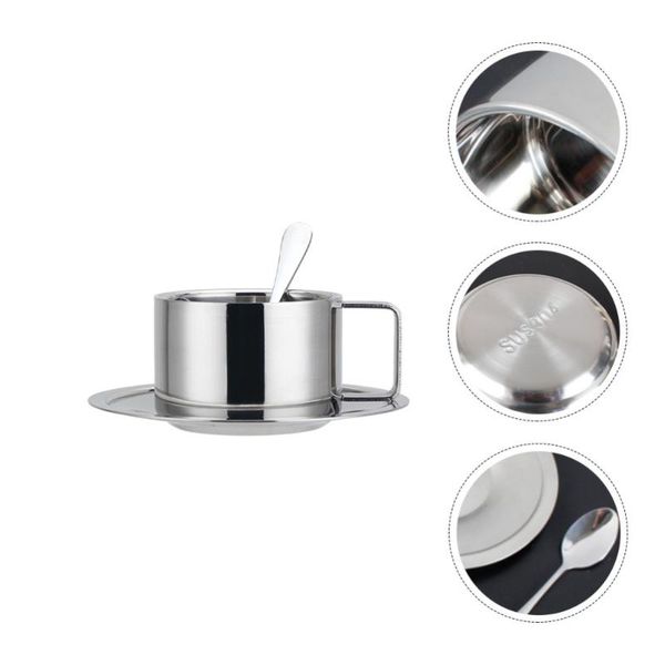 

water bottles 1 set stainless steel coffee cups double layer safety tableware