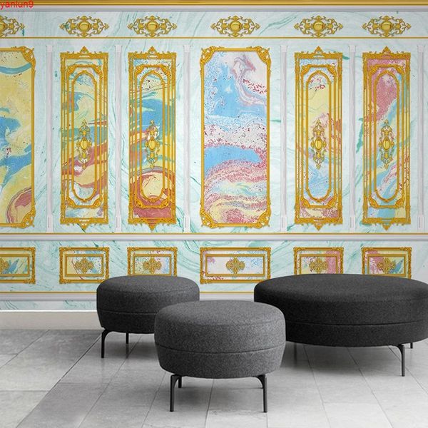 Пользовательские 3d стены фрески золотые абстрактные чернила маслом живопись европейский стиль спальни гостиной диван телевизор фона фото обои artgood ice