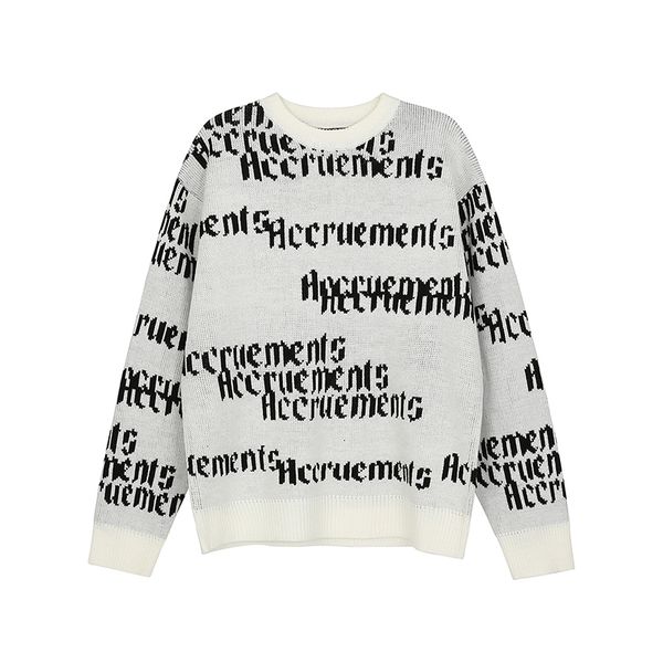 

men's casual shirts harajuku fringe letter print sweater men and women round neck oversize knitted streetwear pullover loose sweaters y, White;black