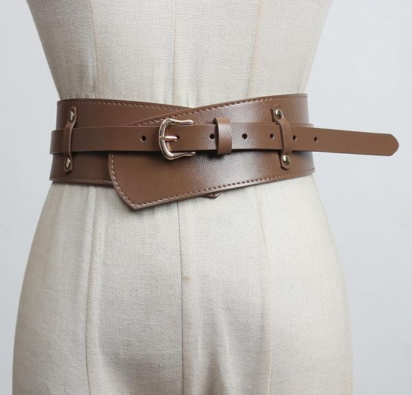 

belts 2021 spring autumn women leather belt fashion designer wide black brown coffee red elegant corset for dress blazer