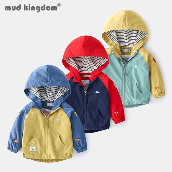 

jackets mudkingdom boys hooded jacket cartoons patchwork long sleeve pockets spring autumn windbreaker for toddler drop shoulder, Blue;gray