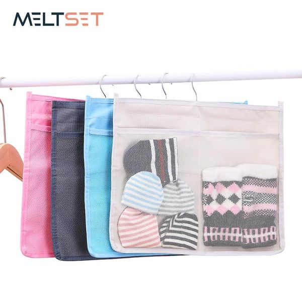 

storage boxes & bins 3 grid underwear hanging bag oxford cloth closet organizer double-sided for socks bra scarfs wardrobe