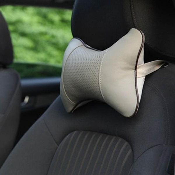 

seat cushions 1 pc car pillow headrest universal pu leather breathable automobile pillows driving head neck rest pad