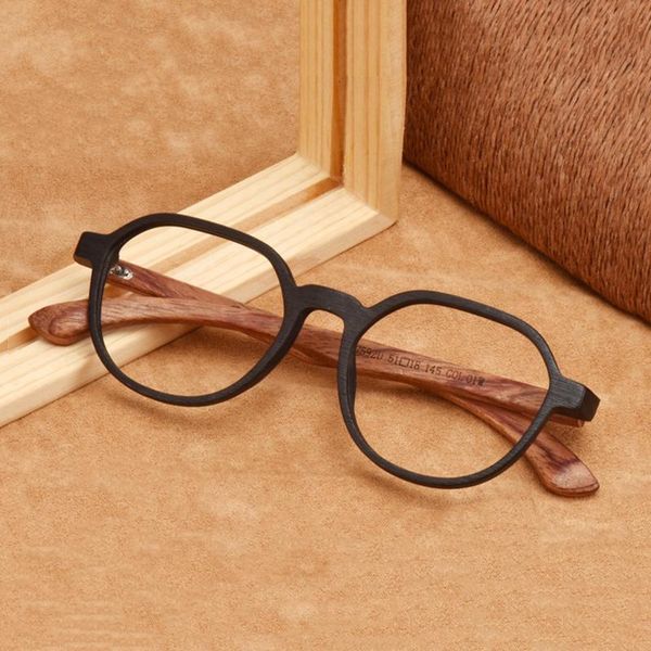 

fashion sunglasses frames azb men retro wood glasses frame male myopia prescription optical eyeglass for women progressive hyperopia, Black