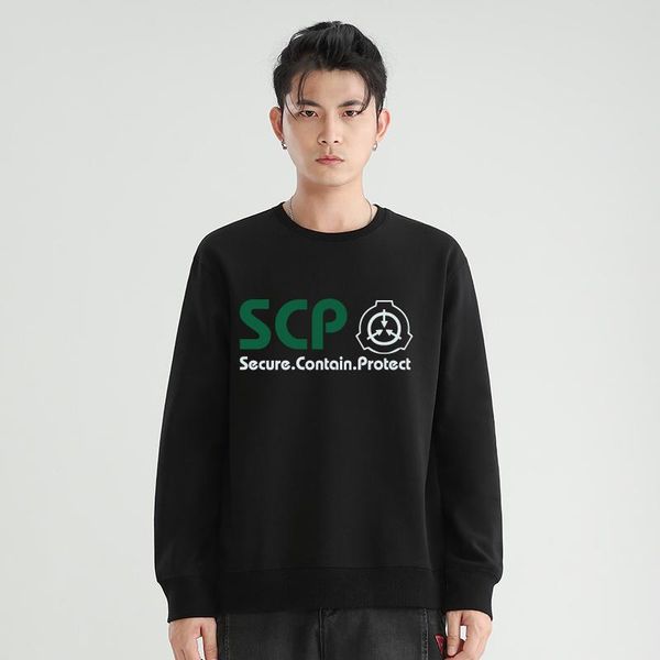 

men's hoodies & sweatshirts scp foundation autumn and winter plus fleece hoodie men padded round neck cotton, Black