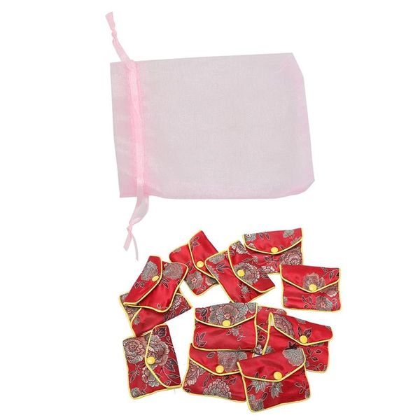 

storage boxes & bins 50pcs organza wedding party favor gift candy sheer bags jewelry pouch, 4inch x 6inch (10x15cm) pink 12pcs small box je