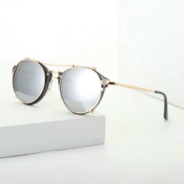

sunglasses fashion women round punk set with 1pcs retro clips tr male clip on glasses magnet casual optical myopia eyewear nx, White;black