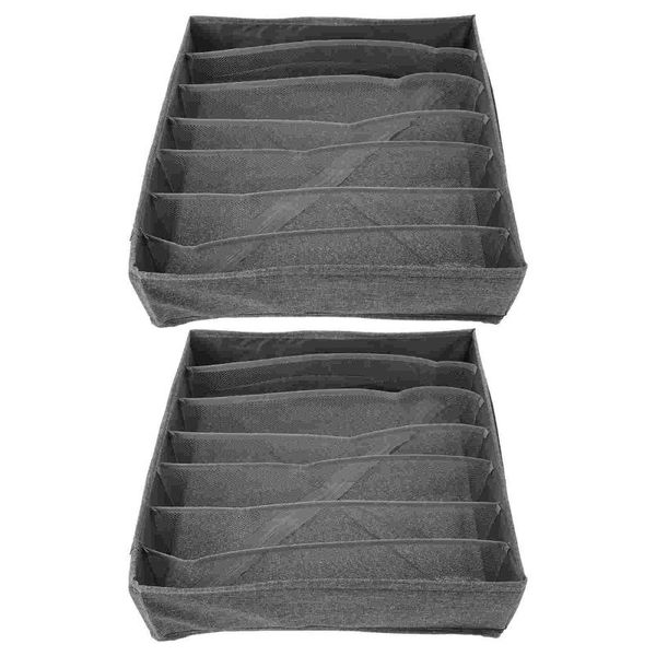 

storage drawers 2pcs multi grid underwear organizer box container (grey)