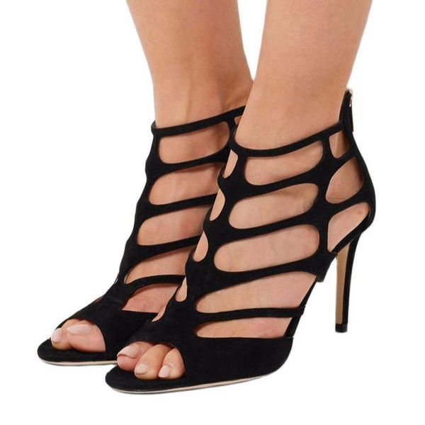 

sandals peep toe ankle mesh roma style back zipper women summer fashion party dress wedding shoes black purple