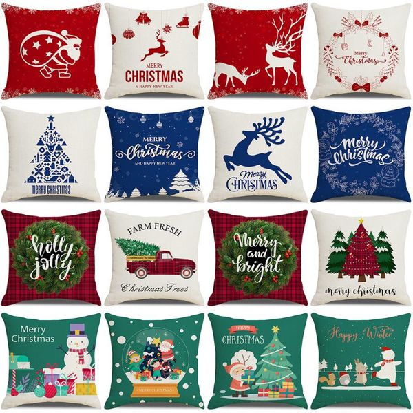 

cushion/decorative pillow christmas covers 18x18in santa claus branches garland red car throw pillowcase farmhouse cushion cover for home de