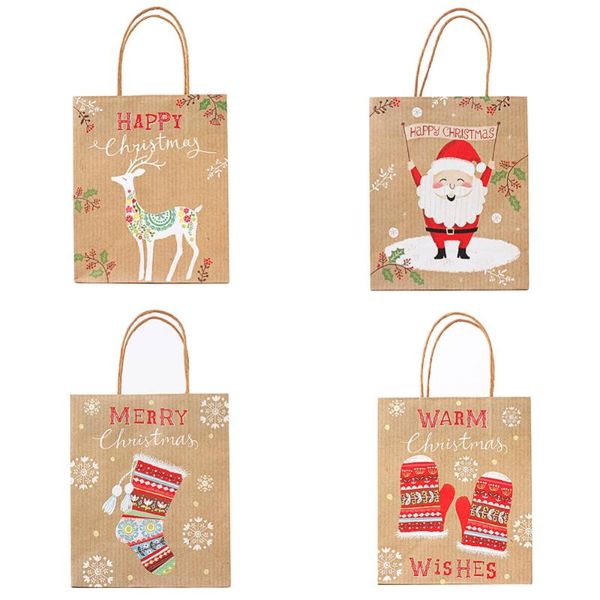 

fashion s m l kraft paper bag popcorn candy box christmas goodie bags printed treat wedding party decor #289675 gift wrap
