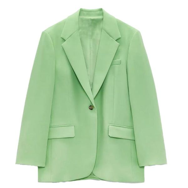 

women's suits & blazers [ewq] korea chic simple trend women lapel single button fashion loose green long-sleeved blazer coat autumn 202, White;black