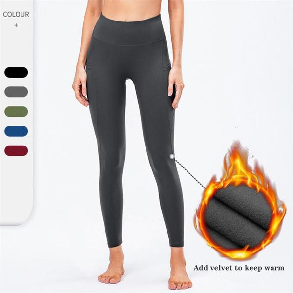 

yoga outfit women autumn/winter gym seamless pants plus velvet stretchy high waist athletic exercise fitness leggings activewear