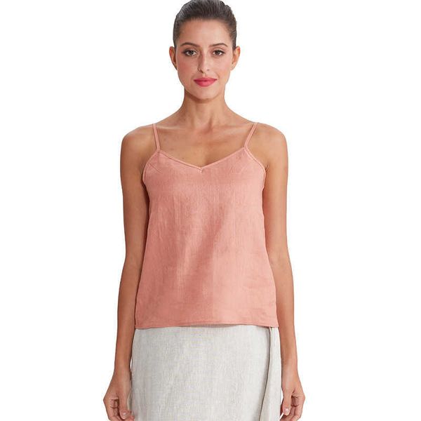 

100% linen tank woven solid v neck women summer tank casual m30199 210526, White