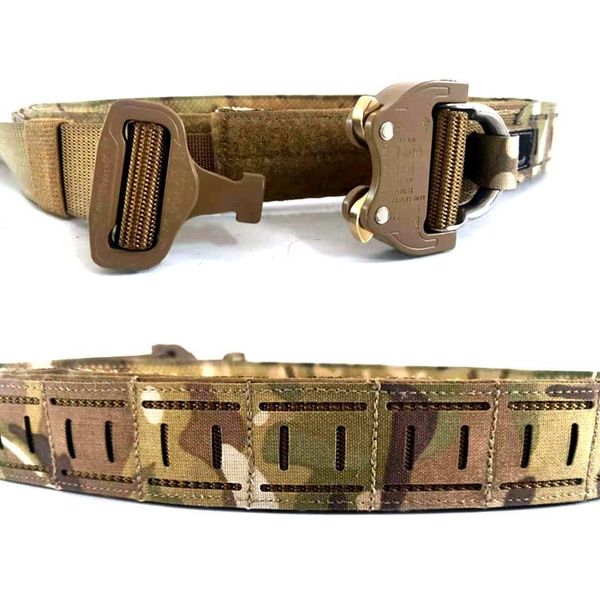 

original metal buckle men's outdoor sports belt laser cutting molle system tactical hunting battle waist support, Black;gray