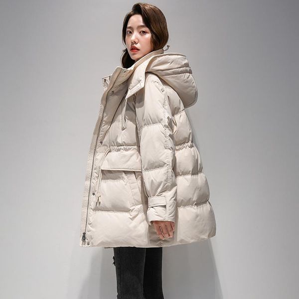 

women's down & parkas jacket women long fashion korean winter warm hooded 2021 parker waist, Black