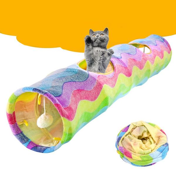 

cat toys funny interactive tunnel tube play ball rainbown pet foldable cave