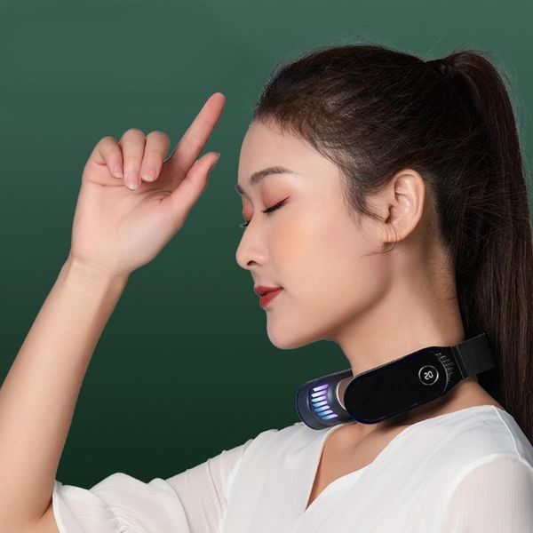 

electric fans portable air conditioner hanging neck cooler bladeless fan cooling heating wearable massager personal