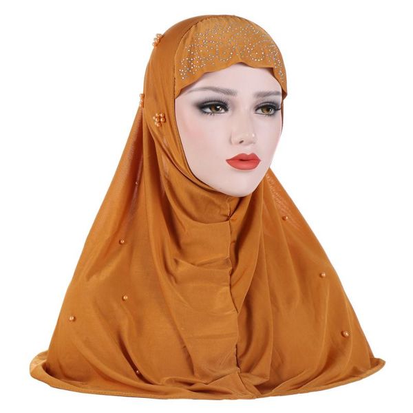 

hats, scarves & gloves sets 2021 fashion women muslim headscarf solid cotton flower diamond islamic hijab scarf shawls and wraps ready to we, Blue;gray
