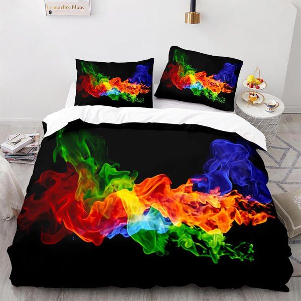 

bedding sets colorful flame set single twin full  king size ice and fire blaze bed children kid bedroom duvetcover 008
