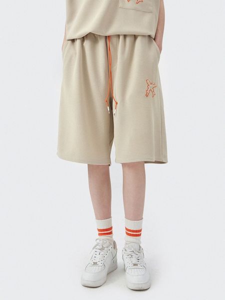 

men airplane embroidery drawstring waist shorts j8ey#, Black