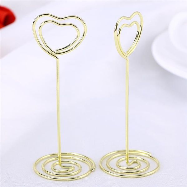 

heart shape po holder stands table number holders paper menu clips for wedding banquet party (golden) decoration