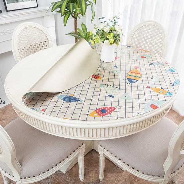 

table cloth plaid printed waterproof oil proof round pvc soft glass tablecloth
