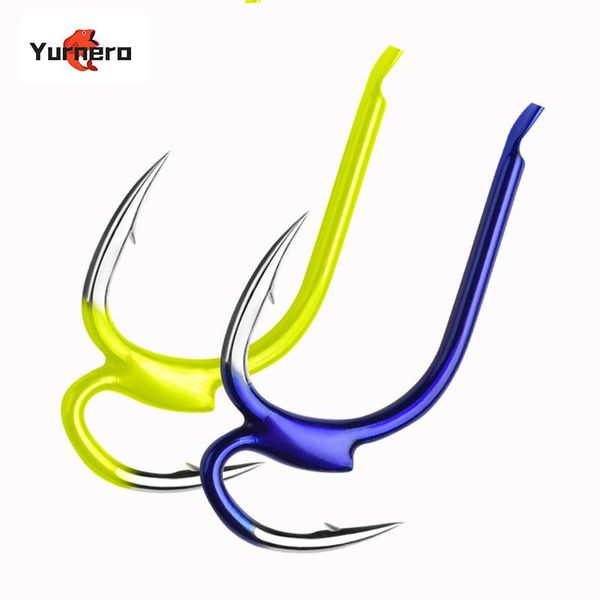 

10pcs fishing hook yellow high-carbon steel two strength tip sharp fighting with barbed fish gear for sea pesca hooks