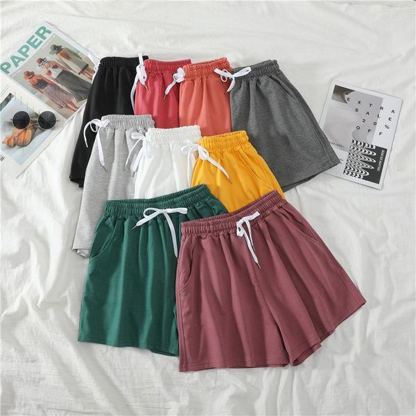 

women's shorts women summer casual solid drawstring high waist loose for girls soft cool female short m-2xl, White;black