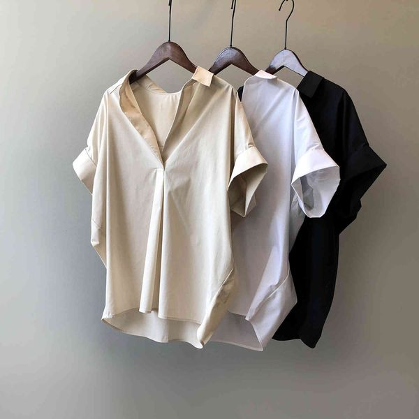 

women's t-shirt 2021 summer cotton blouses short sleeve solid color s and fashion shirt blusas roupa feminina v7zd, White