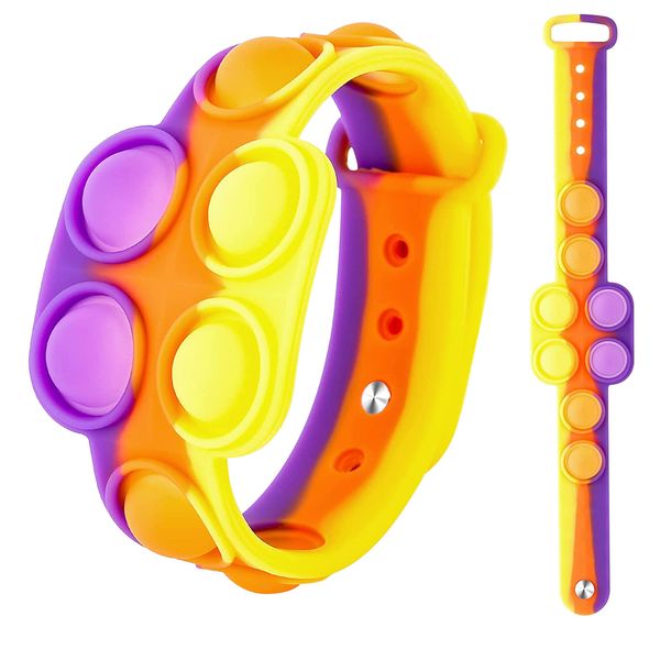

toy rainbow silicone wristband hand push bubbles bracelet for mini fidget toys stress reliever antistress sensory gifts