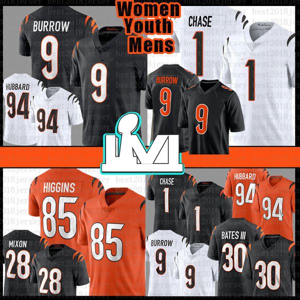 

joe burrow ja'marr chase tee higgins football jersey jessie bates iii mixon sam hubbard tyler boyd vonn bell pratt evan mcpherson c.j., Black;red
