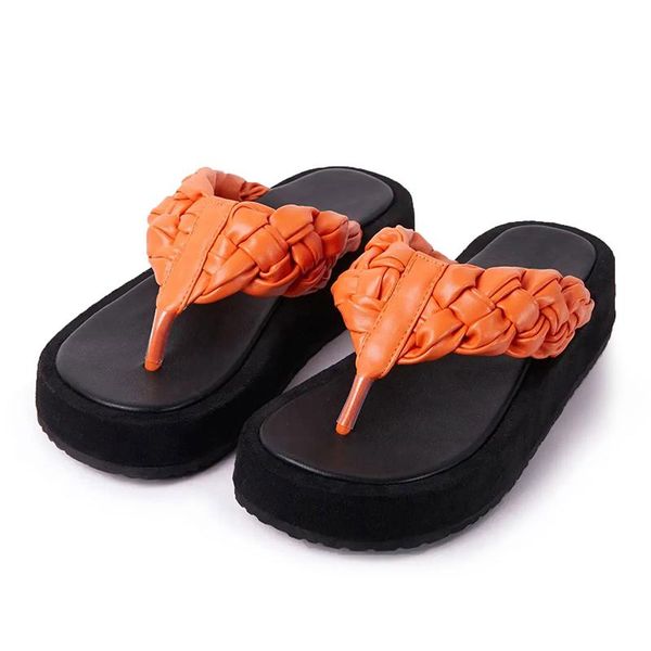

slippers women flip flops summer beach platform casual outside wedges sandals shoes leisure 2021 fashion, Black
