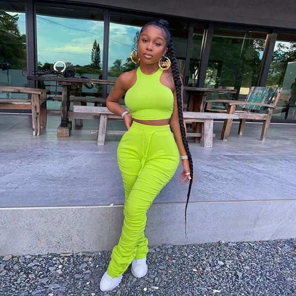 

women's tracksuits sports vest scrunch leggings 2 piece gym set dry fit sport workout clothes for yoga fitness clothing green 1xf9, Gray
