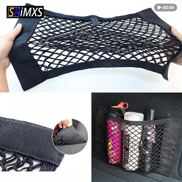 

car organizer back rear trunk net magic sticker mesh in storage bag pocket cage auto network