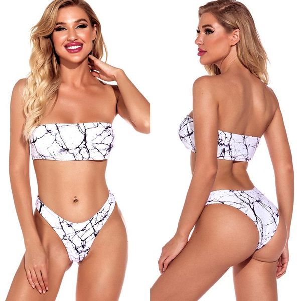 

swimwear women bikini two pieces swimsuits beach wear tube print high waist push up holiday swimming suits spa 21004 one-piece