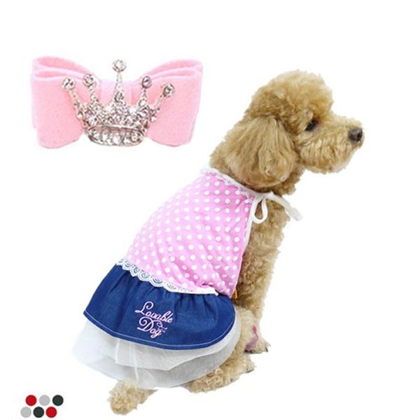 

dog apparel dot bowknot pet hair bows grooming for dogs puppy cat rubber band crystal crown shaped small accessories