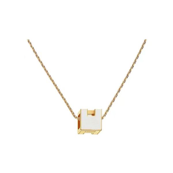 

fashion h pendant ladies square letter necklace luxury creative jewelry with original gift box, Silver