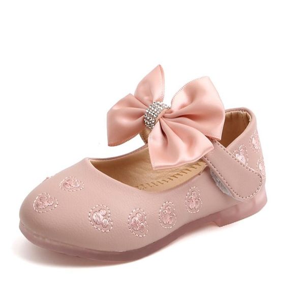 

flat shoes baby girls leather soft spring autumn fashion children sneakers kids dress bow-knot sweet for toddlers 1-6-year-old, Black;grey